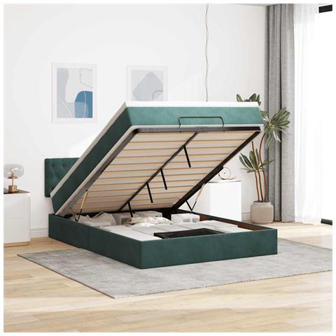 Struttura Letto Pouf con Materasso 140x200 cm in Velluto - Foto 2