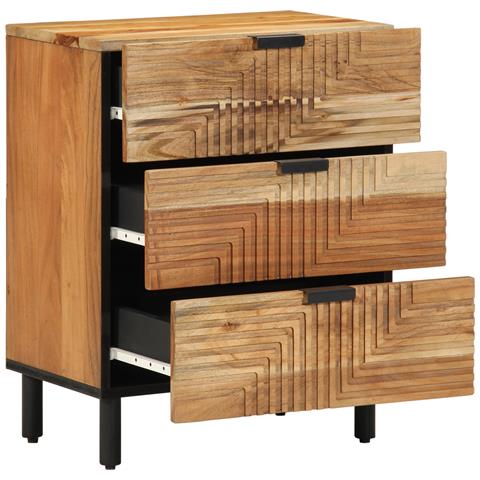 comodino  50x33x62 cm in legno massello di acacia - Foto 1