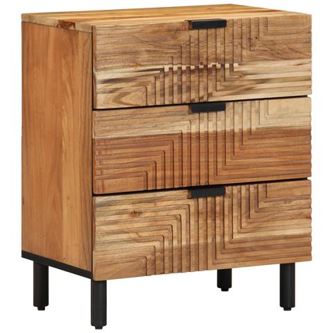 comodino  50x33x62 cm in legno massello di acacia - Foto 2