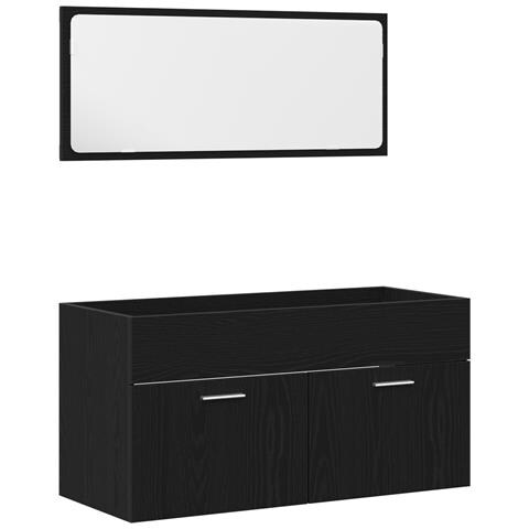 Set di Mobili da Bagno in 2 Pezzi Legno Ingegnerizzato Nero - Foto 1
