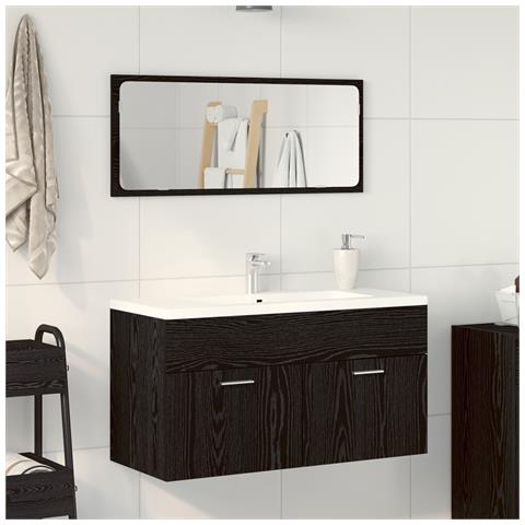 Set di Mobili da Bagno in 2 Pezzi Legno Ingegnerizzato Nero - Foto 2