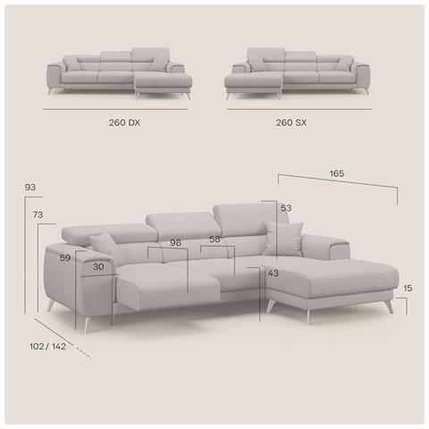 Fusion Divano Angolare In Tessuto Smacchiabile T05 Beige - Foto 7