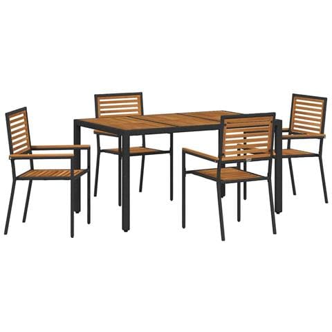 Set da Pranzo per Giardino 5 pcs Nero 150 x 90 x 75 cm - Foto 1