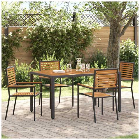 Set da Pranzo per Giardino 5 pcs Nero 150 x 90 x 75 cm - Foto 2