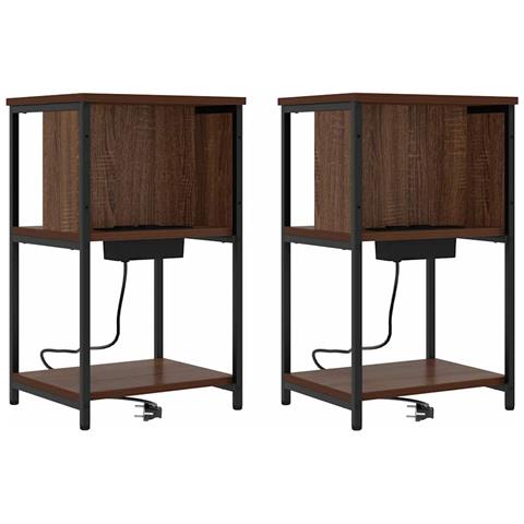Armadio da Notte 2 pcs Rovere marrone 38 x 31 x 61 cm - Foto 1