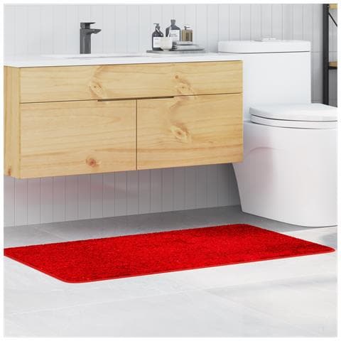 Tappetino da bagno rettangolare rosso 70x120 cm in polipropilene antiscivolo - Foto 2