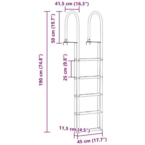 Scala da Molo Argento 45 x 11.5 x 190 cm Alluminio - Foto 8