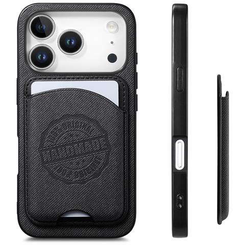 Custodia Nera In Pelle Pu Con Porta Carte Magnetica Compatibile Con Iphone 17 - Foto 1