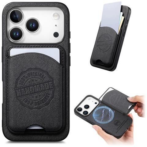 Custodia Nera In Pelle Pu Con Porta Carte Magnetica Compatibile Con Iphone 17 - Foto 6