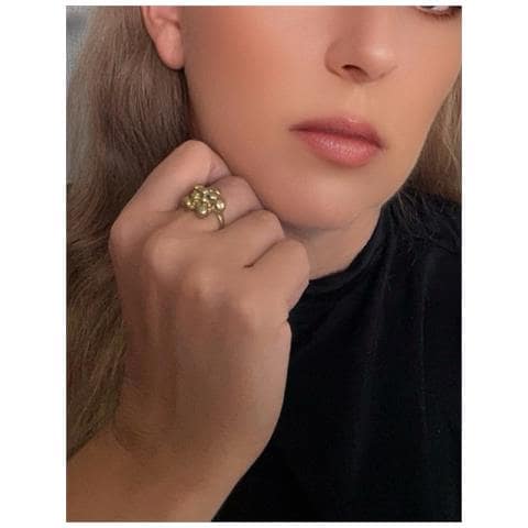 Anello Flower Bubbles In Ottone Placcato Oro - Foto 3