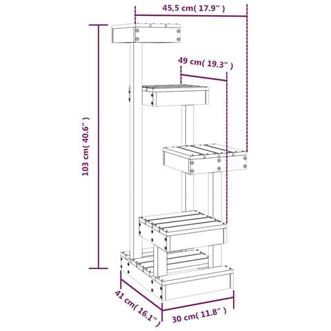 Albero per Gatti Marrone Cera 45,5x49x103 cm in Legno di Pino - Foto 9