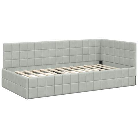 Cornice del letto ad angolo Grigio chiaro 100 cm x 200 cm - Foto 1