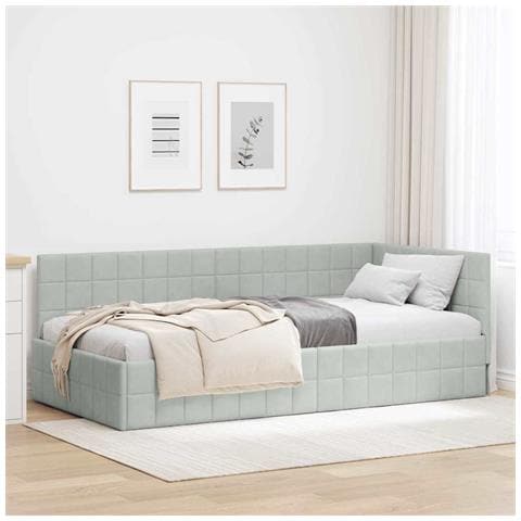 Cornice del letto ad angolo Grigio chiaro 100 cm x 200 cm - Foto 2
