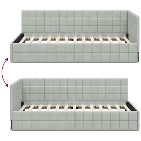 Cornice del letto ad angolo Grigio chiaro 100 cm x 200 cm - Foto 9
