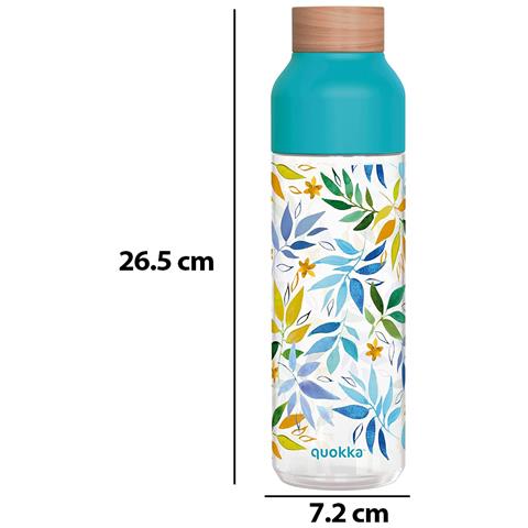 Bottiglia D'acqua Ice 840ml Con Tappo In Legno E Motivo Foglie Ad Acquerello, Turchese - Foto 2
