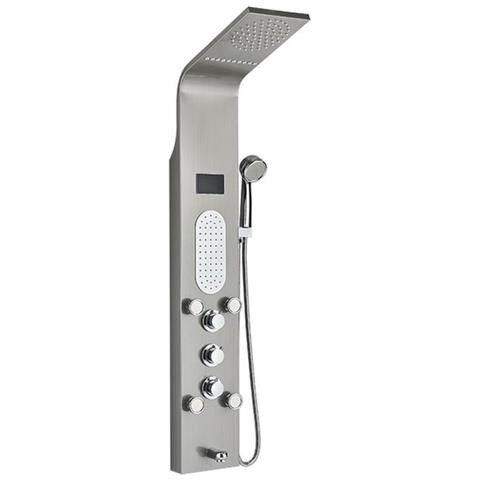 Pannello doccia Blackswan, modello M8025 nichelato con LED, display digitale, bocca e funzioni SPA, misura 117 cm - Foto 1