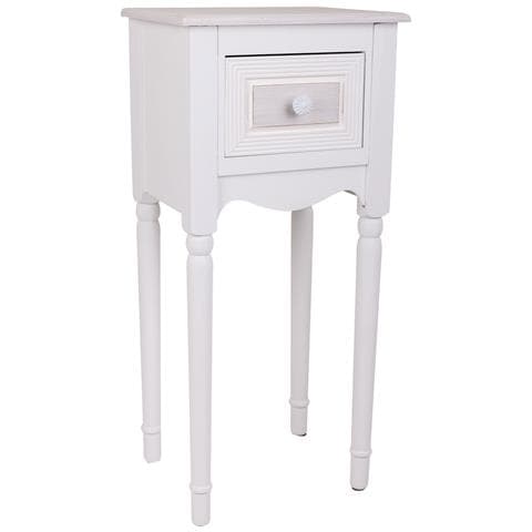 Tavolino Porta Telefono In Legno Bianco 33x26,5x72,5 H - Foto 1