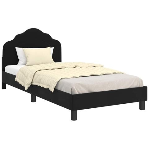 Struttura letto bambini con testata Nero 80 x 200 cm Velluto - Foto 1