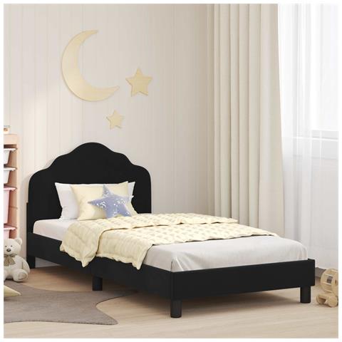 Struttura letto bambini con testata Nero 80 x 200 cm Velluto - Foto 2