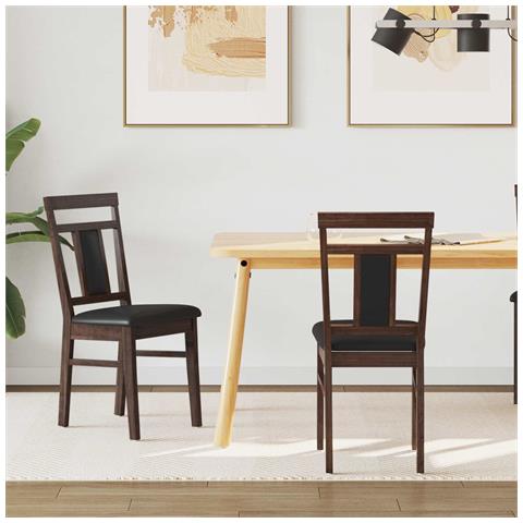Sedia da pranzo 2 pcs Marrone chiaro e nero - Foto 2