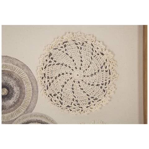 Pannello Circly Con Cornice E Inserti Macramè Bianco E Beige 45x60 Cm - Foto 2