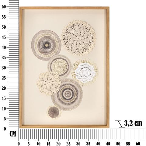 Pannello Circly Con Cornice E Inserti Macramè Bianco E Beige 45x60 Cm - Foto 7