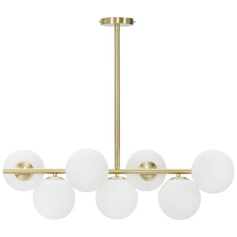Lampadario Glamy 7 Luci In Ferro Dorato Con Sfere In Vetro Bianco - Foto 1