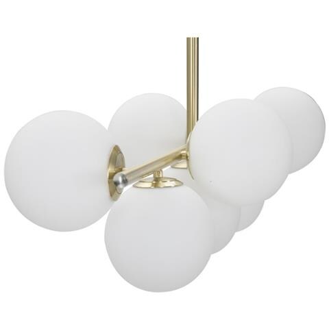 Lampadario Glamy 7 Luci In Ferro Dorato Con Sfere In Vetro Bianco - Foto 7