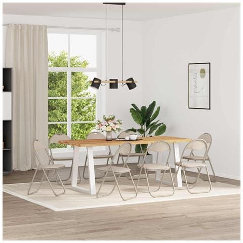 Sedia pieghevole 8 pcs Sabbia 48 x 43,5 x 81 cm Pelle Sintetica - Foto 2