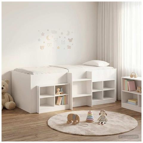 Struttura Letto Loft con Mobile 3 pcs Bianco Legno multistrato - Foto 2
