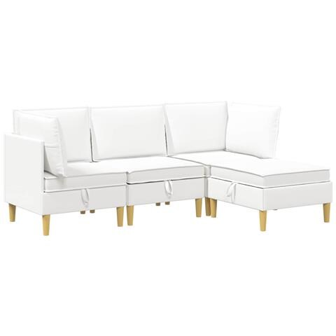 Set di divani modulari con spazio di archiviazione 4 pcs Bianco - Foto 1