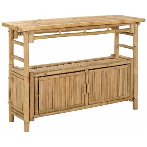 Tavolo consolle con lo scaffale Naturale 110 x 35 x 75 cm Bambù - Foto 1