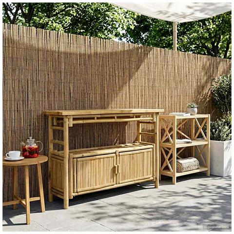 Tavolo consolle con lo scaffale Naturale 110 x 35 x 75 cm Bambù - Foto 2