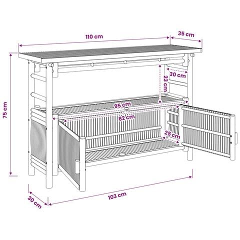 Tavolo consolle con lo scaffale Naturale 110 x 35 x 75 cm Bambù - Foto 8