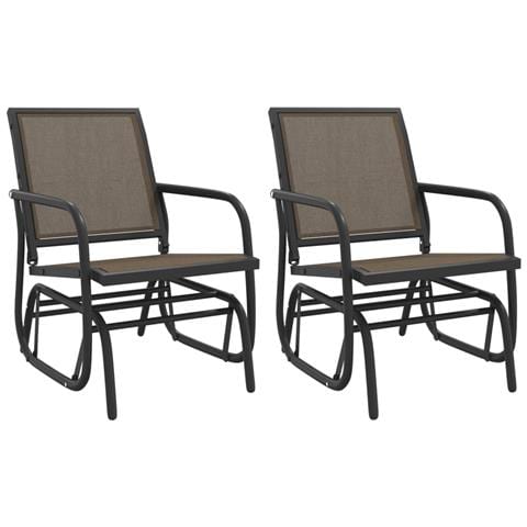 Sedie a Dondolo Giardino 2pz Marroni 61x76x87 Textilene Acciaio - Foto 1