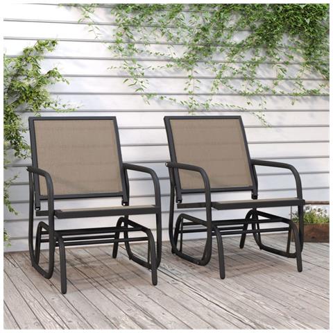 Sedie a Dondolo Giardino 2pz Marroni 61x76x87 Textilene Acciaio - Foto 2