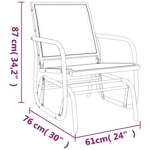 Sedie a Dondolo Giardino 2pz Marroni 61x76x87 Textilene Acciaio - Foto 8