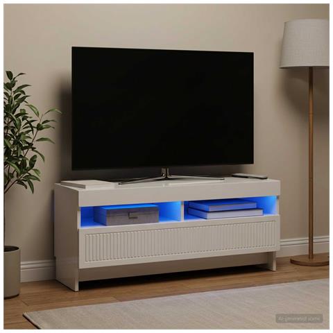 Mobile TV LED Bianco Lucido Legno ingegnerizzato - Foto 2
