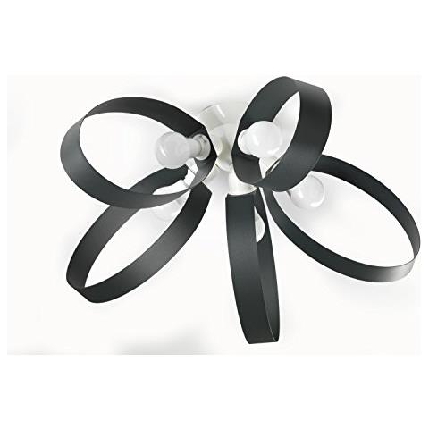 Plafoniera Moderna 5 Luci In Metallo Laccato Grigio Antracite - Foto 3