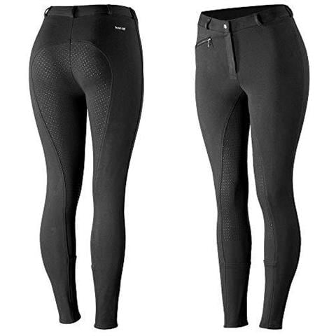 Attivo Grip In Silicone Sede Completa Di Horze Donne Calzoni Da Cavallerizzo Con La Chiusura Lampo Tasche E Fondo Gamba Elastico Nero 34 - Foto 1