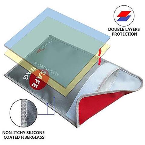 Sacchetto Del Documento A Prova Di Fuoco Soldi Sicuri 15 X 11 Non-itchy Rivestito Di Silicone Resistente Al Fuoco Impermeabile Money Bag Safe Storage Per Denaro Documenti Gioielli E Passaporto - Foto 2
