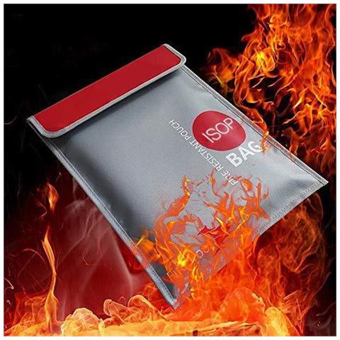 Sacchetto Del Documento A Prova Di Fuoco Soldi Sicuri 15 X 11 Non-itchy Rivestito Di Silicone Resistente Al Fuoco Impermeabile Money Bag Safe Storage Per Denaro Documenti Gioielli E Passaporto - Foto 1