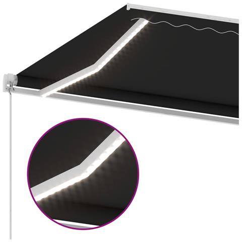 Tenda da Sole Retrattile Manuale con LED 600x350 cm Antracite - Foto 2