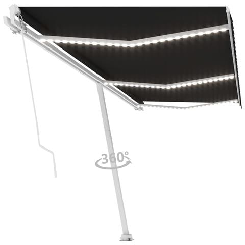 Tenda da Sole Retrattile Manuale con LED 600x350 cm Antracite - Foto 1
