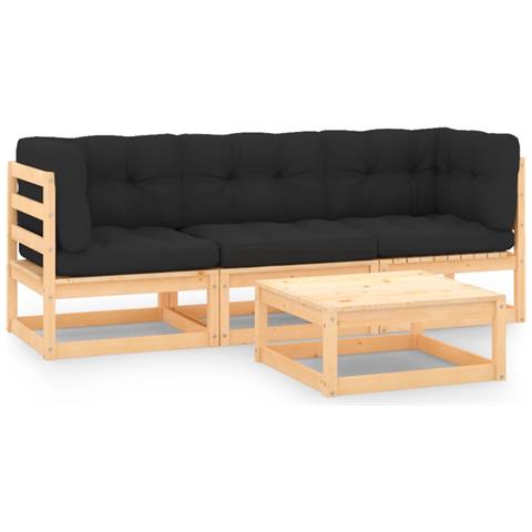 Set Divani da Giardino 4 pz con Cuscini Legno Massello di Pino - Foto 1