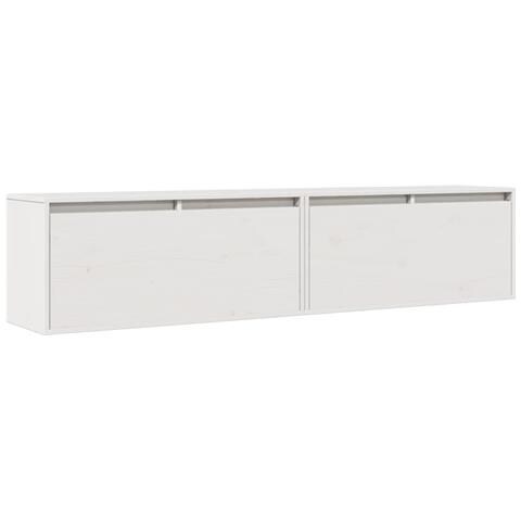Pensili 2 Pz Bianchi 80x30x35 Cm In Legno Massello Di Pino - Foto 1