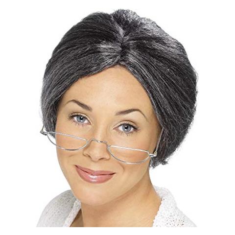 Parrucca Da Donna Granny Bun Di Smiffys, Taglia Unica, Grigia - Foto 1