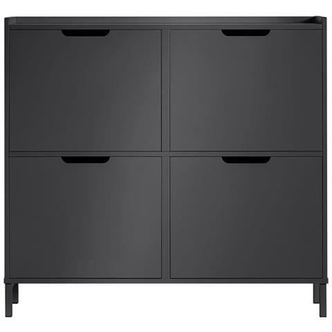 Scarpiera Con 4 Scomparti, Colore Nero. Dimensioni: 100 X 19 X 91 Cm Fsr100-sch - Foto 1