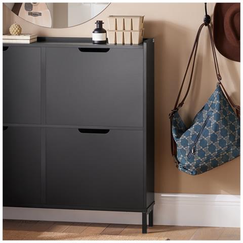 Scarpiera Con 4 Scomparti, Colore Nero. Dimensioni: 100 X 19 X 91 Cm Fsr100-sch - Foto 5