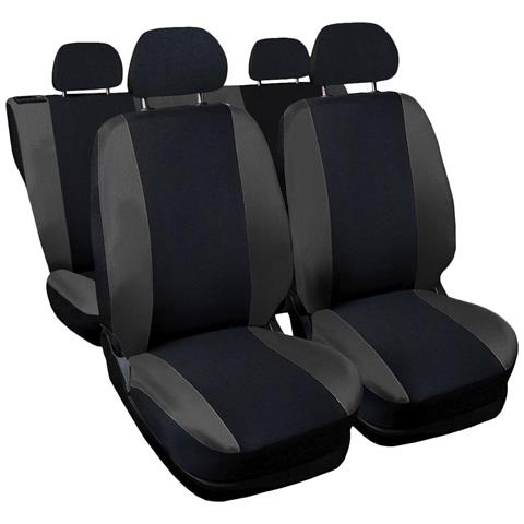 Coprisedili Per Auto Universali, Made In Italy, Set Fodere Protezione Sedili Anteriori E Posteriori, Schienale Dietro Con 2 Zip, Copertura Adattabile Colore - Nero \grigio Scuro - Foto 1